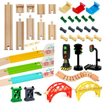 Wooden Train Track Racing Railway Toys All Kinds Wooden Track Accessories Fit for Biro Wood Tracks Toys for Children Gift