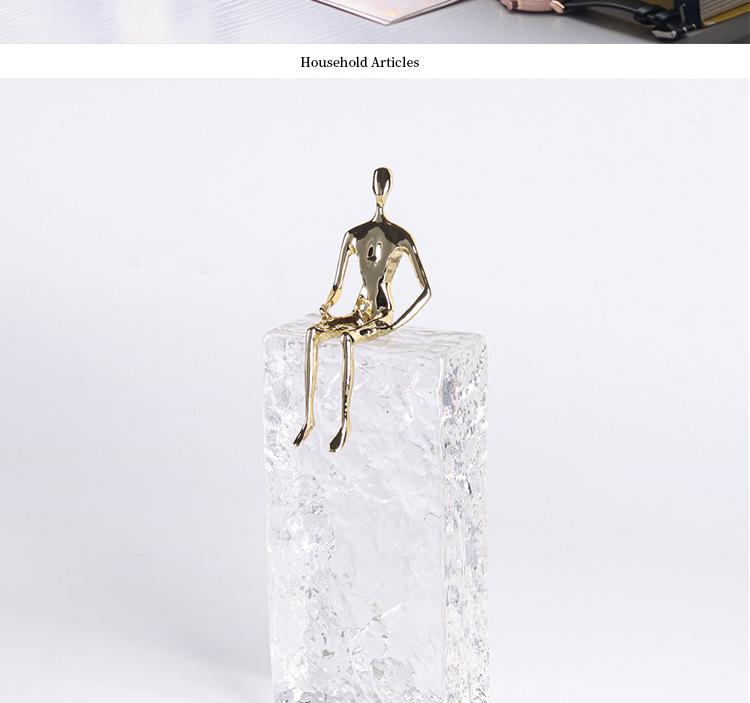 Luxury Crystal Sitting Figure Sculpture for Home Decor
