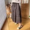 Johnature Vintage Ramie Patchwork Women Skirts Spring Mori Elastic Waist Solid Color Female Skirts