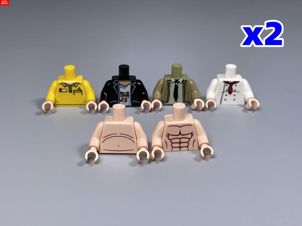 MOC Bricks Suit Series Chef Bridegroom Torso Cloth 4cm Figure Body Part Educational Building Blocks Assembled Toys Plastic Doll