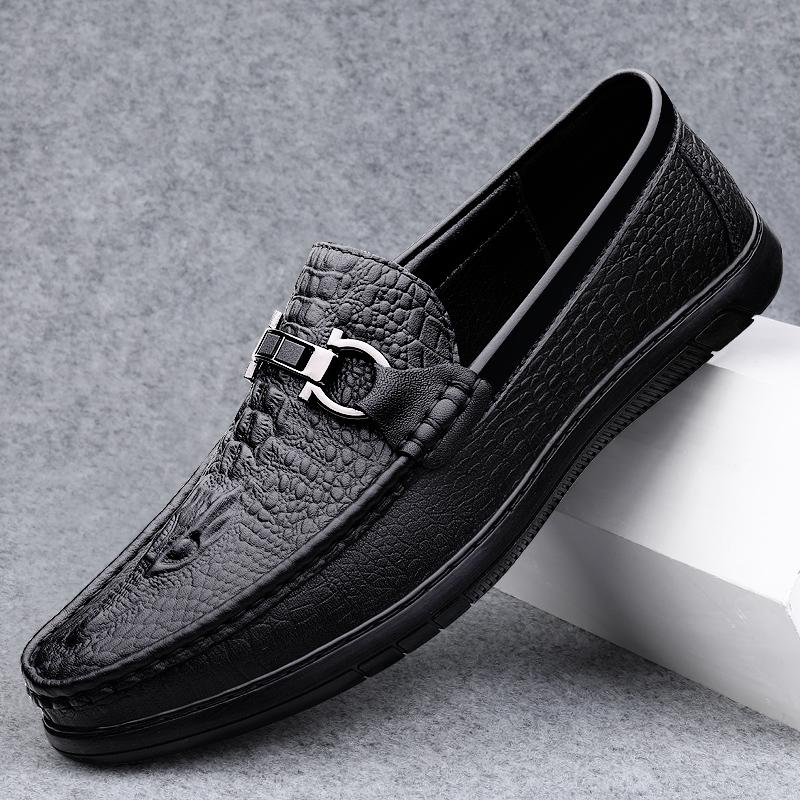 Broken size breathable casual leather shoes soft leather soft sole Doudou shoes driving lazy shoes