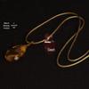 Korean Waxed Leather Cord Unisex Jade Pendant Lanyard Necklace - Red Black Weaving Thread