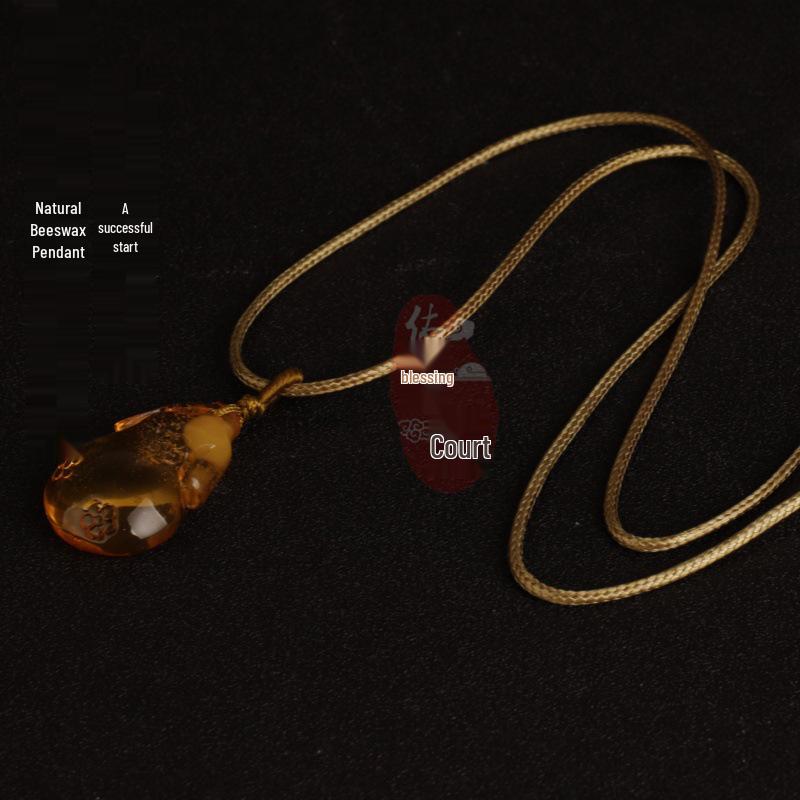 Korean Waxed Leather Cord Unisex Jade Pendant Lanyard Necklace - Red Black Weaving Thread