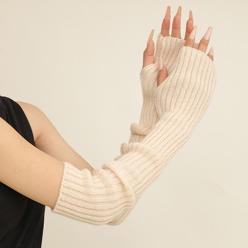 Popular Thick Knit Fingerless Arm Warmers - Long, Cozy Autumn/Winter Sleeves