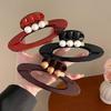 Vintage Oval Perlen Haarspange für Frauen Elegant Große Haarklammer Haarkrabbe Kopfschmuck Haaraccessoires