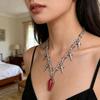Stylish Gothic Crucifix Necklace With Thorn Details Elegant Retro Alloy Chain Accessory Perfect Gift For Her Him