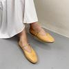 Johnature Genuine Leather Flats Women's Shoes Round Toe Casual Shallow Belt Buckle Soft Soled Shoes