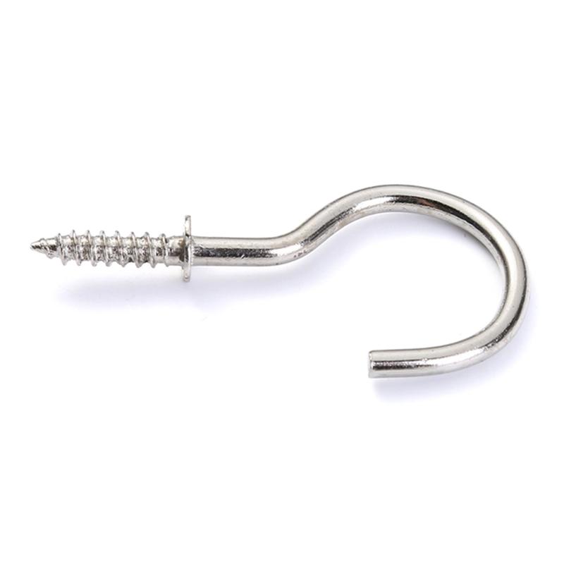 Pack of 100 Steel Screw Hooks Hook Screws Stainless Steel Screw Hooks Eye Screw Ceiling Hooks Simple Installation