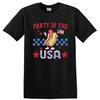 Party In the USA Hot Dog Funny Graphic T Shirt Independence Day Tee