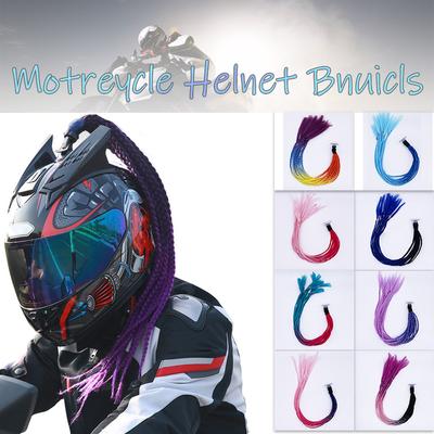 Casco da Uomo Donna Intrecciato Moto Coda di Cavallo Rampa per Capelli Sfumati Sfumati Decorazione Casco da Motociclista Punk 55Cm