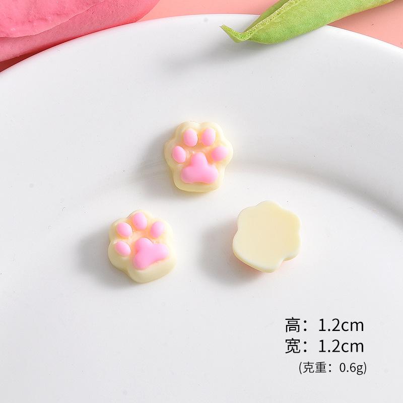 10Pcs Cartoon Cat Claw Flat Bottom Resin Accessories DIY Materials Phone Case Accessories Hair Clip Materials Bead Decorat