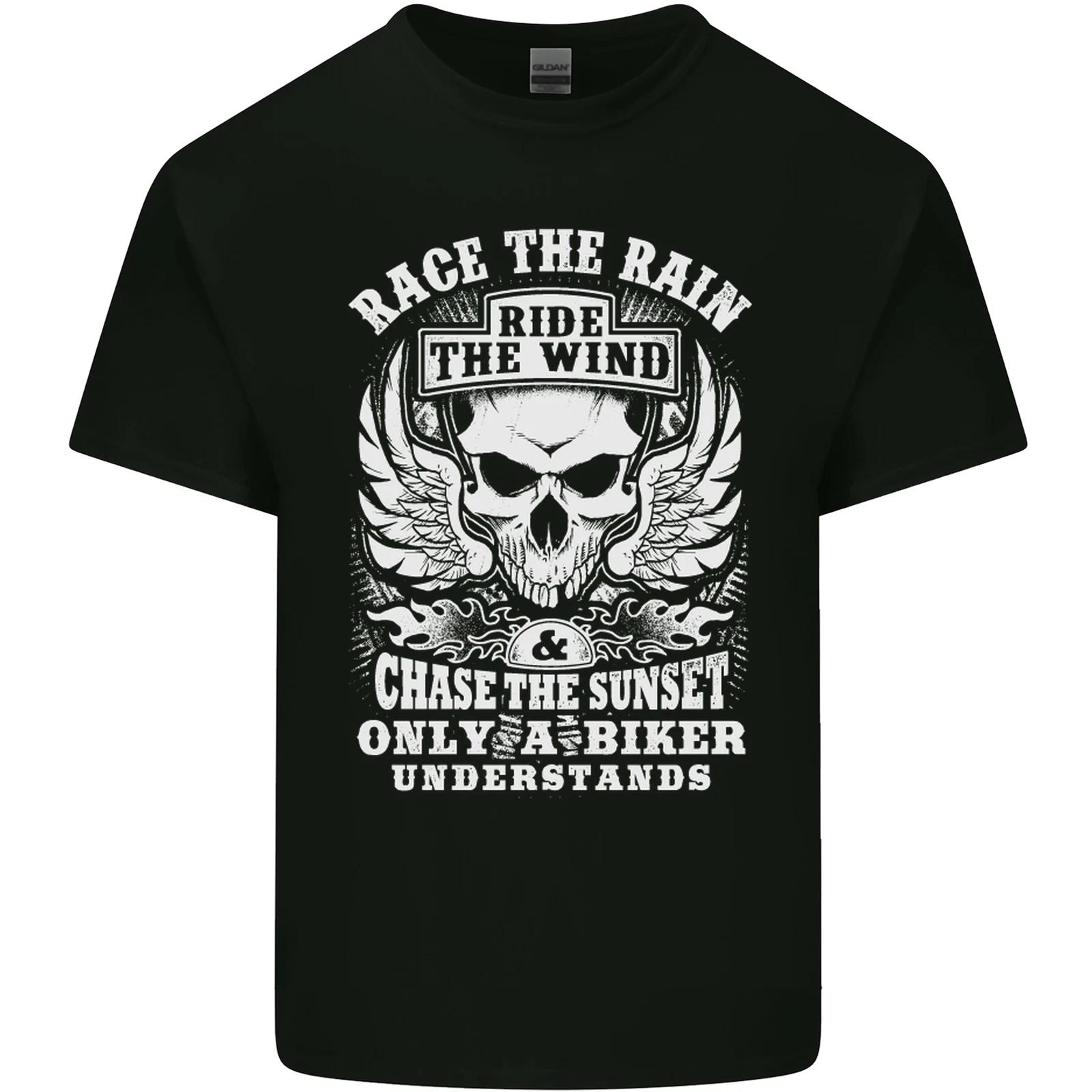 Race the Wind Biker Motorcycle Motorbike Kids T-Shirt Childrens 2XL