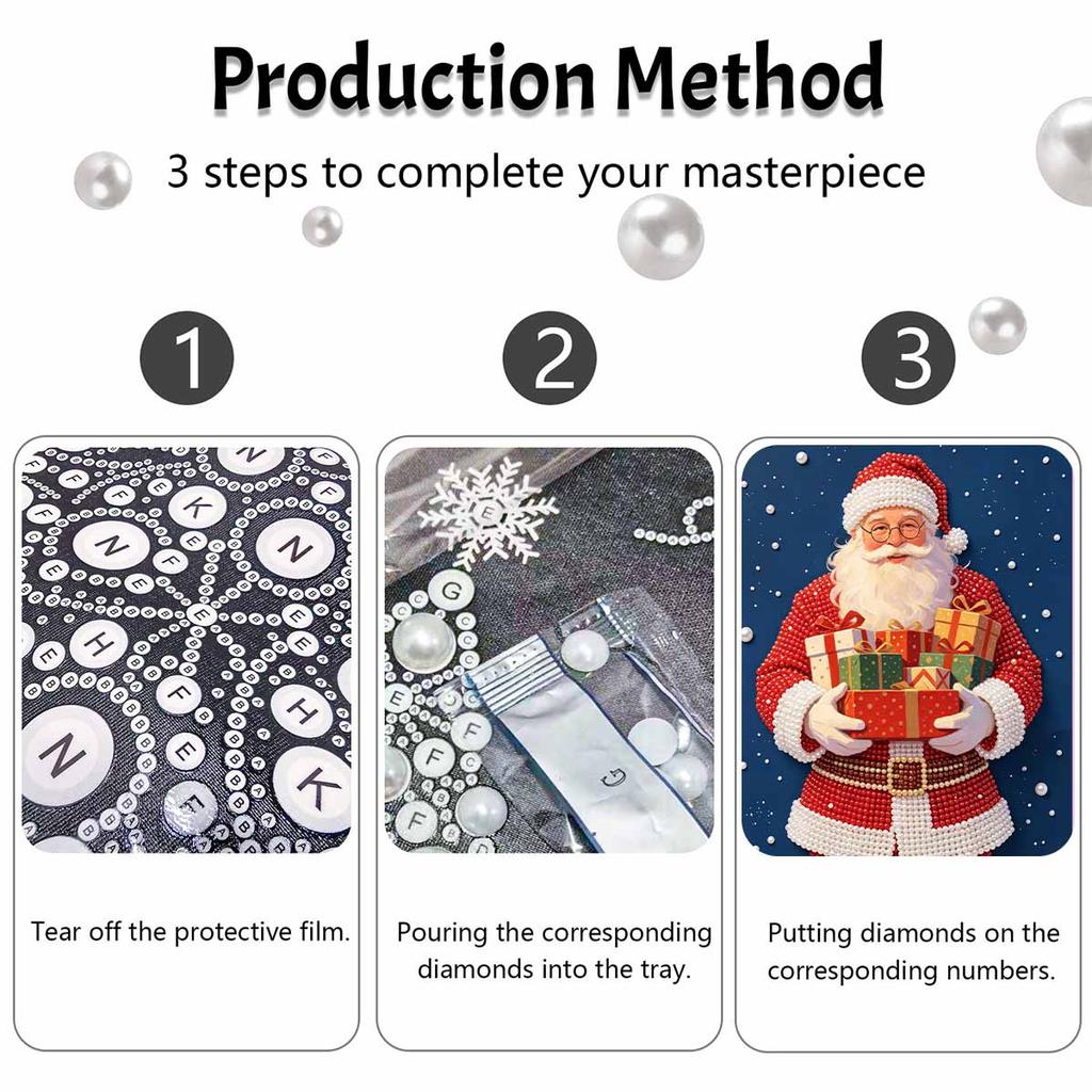 Christmas pearl painting art painting kit Santa Claus holding gift boxes handmade diy home decoration painting