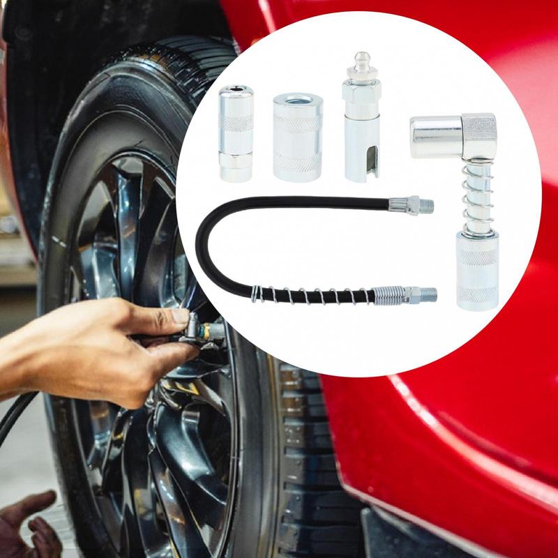Automotive Grease Coupler Adapter Set Flexible Hose Portable Tools for Vehicle Truck Garage Maintenance