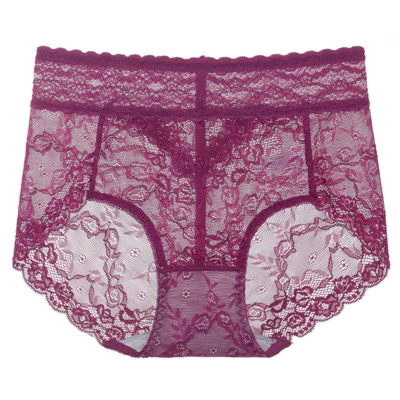 Female Summer Sexy Lace Hollow Lift Hip Pure Cotton Crotch Waist Triangle Briefs