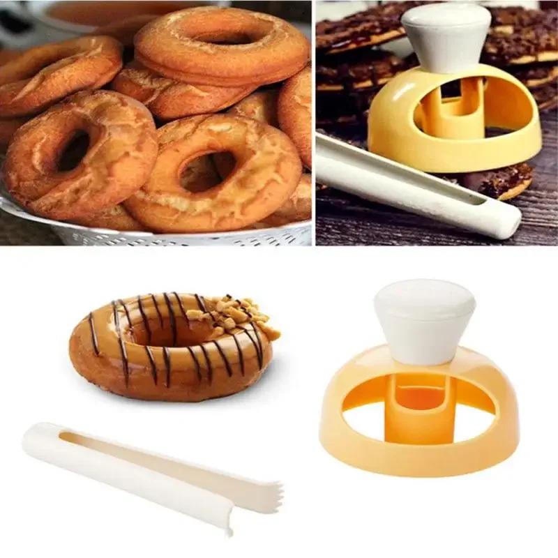 Donut Cutters Set Round Baking Donut Mould Maker with Dipping Plier DIY Donut Tools Cookie Cutter for Home Kitchen Baking Pastry