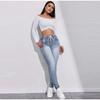 High Stretch Drawstring Denim Inspired Leggings for Women High Waist Slim Fit Lifted Buttocks Solid Color Tight Pants 2025 Spring