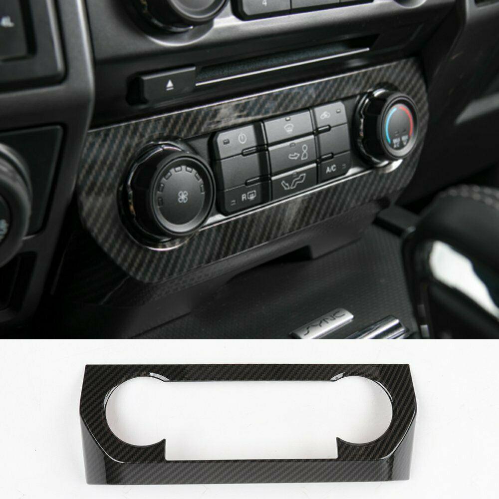 For Ford F150 2015 2016 2017 2018 2019 Car Console Air Condition Panel Cover Trim Carbon Fiber Black Auto Interior Accessories