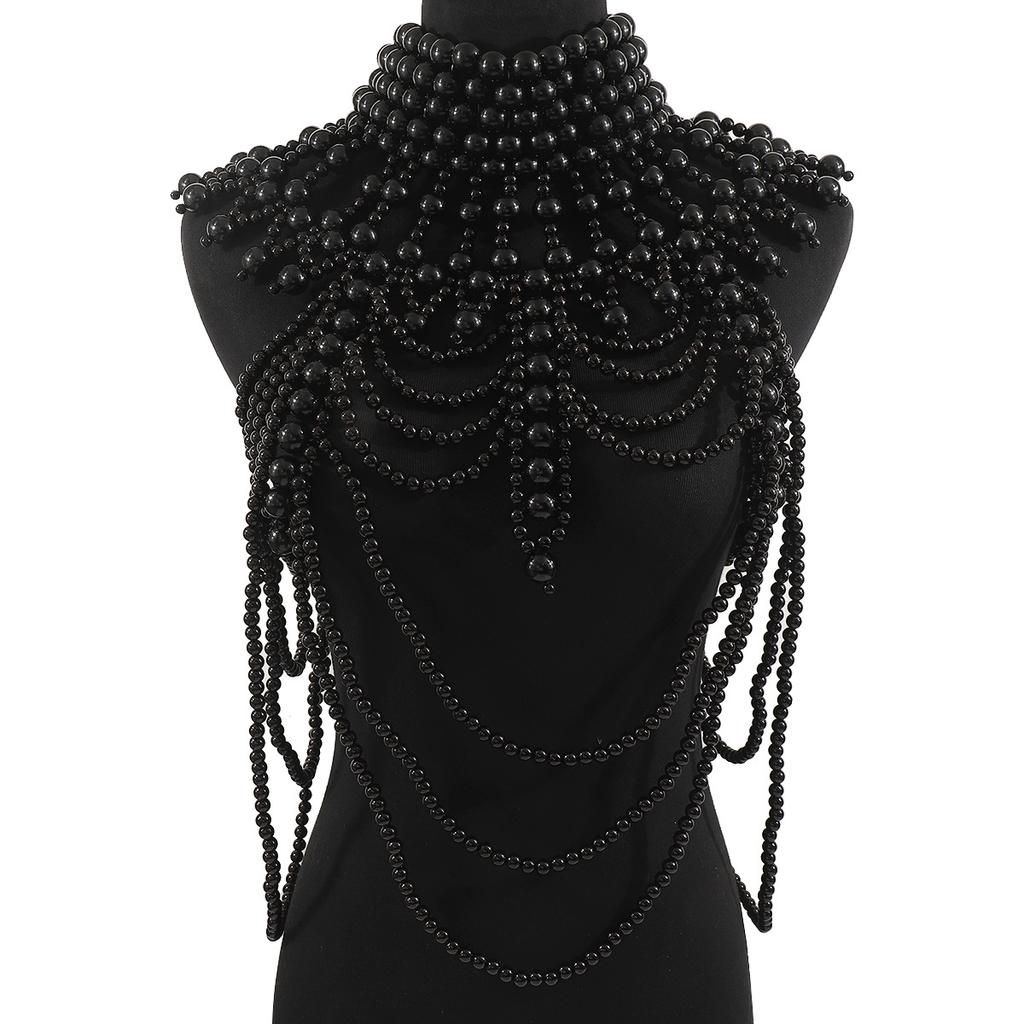 Fashion Tribal Style Hollow Woven Pearl Shawl Body Chain Retro Layered Exaggerated Sexy Body Chain All Match Women Jewelry