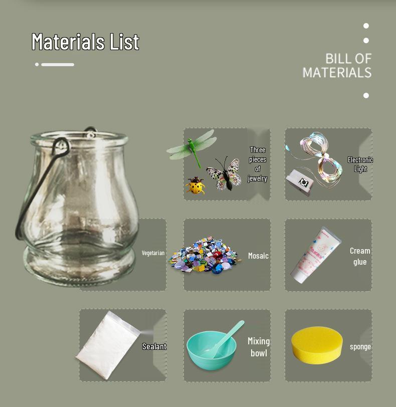 Glass Mosaic Candle Holder DIY Kit: Handmade Parent-Child Educational Toy for Children's Day