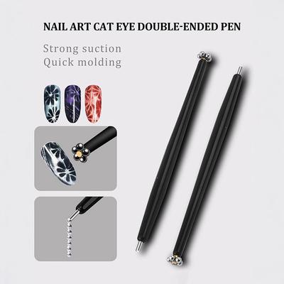 2 v 1 Profesionální magnetická tyčinka Cat Eye na nehtové umění pro ocelovou kuličku, sací železné kuličky, magnetická tečkovací tužka, design manikúry