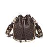 Retro versatile printed portable messenger bag drawstring autumn new classic women's bag shoulder small bucket bag
