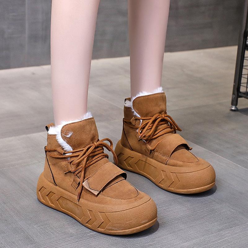 

AJGS зимние утолщенные плюшевые ботильоны женские новые теплые зимние ботинки из искусственной кожи женские черные зимние ботинки на шнуровке на плоском каблуке хлопковые туфли 40 коричневый