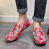 Men’s Moccasins Driving Shoes Comfort Leather Flats Casual Slip-ons Plus Size Flower Print Shoes for Men