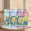 1PC Vintage World Map Ocean Continent 750ml Color Plastic Sports Water Bottle Leakproof Flip Straw Lid Suitable for Sports Office Home Use