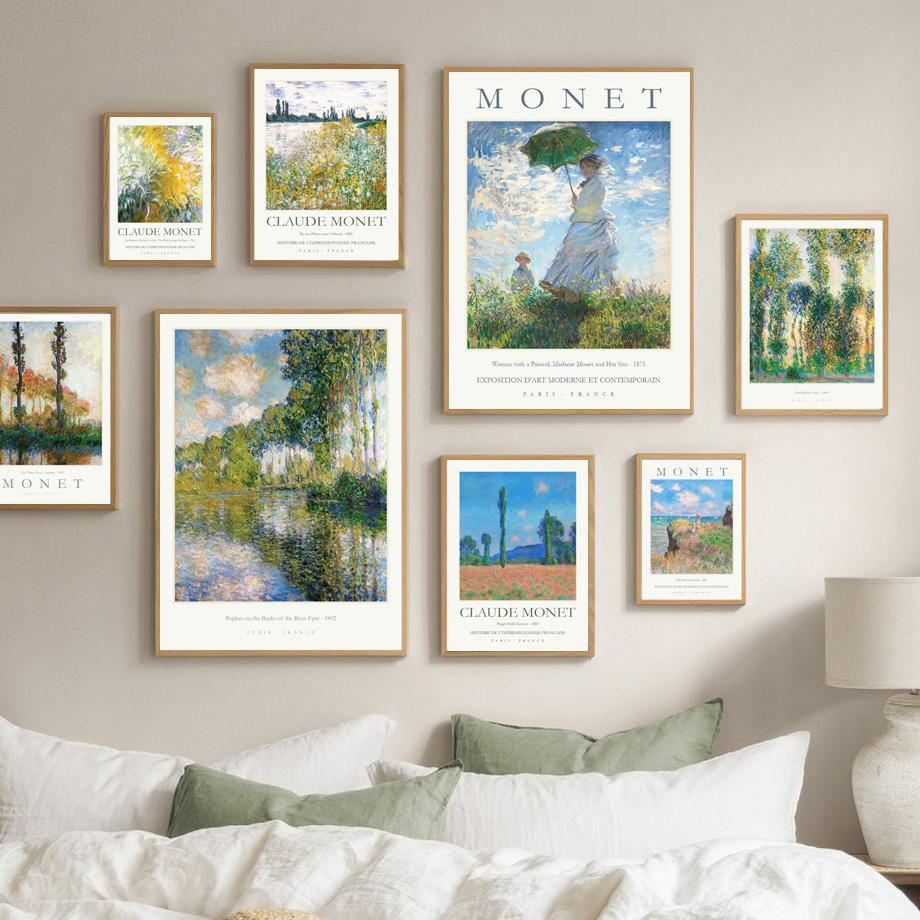 Monet Abstract Landscape Posters Exhibition Museum Wall Art Print Canvas Painting Gallery Wall Pictures For Living Room Decor
