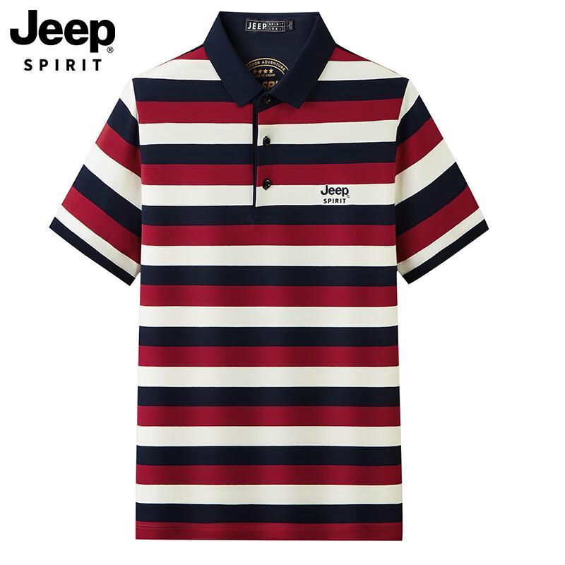 

JEEP SPIRIT Men s Striped Short Sleeve Polo Shirt XL