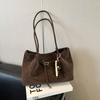 Suede/PU Leather Shoulder Bag Retro Elegant Handbag Available In 4 Colors Solid Color Commuting Tote Bag School/Travel/Work