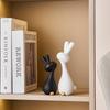 Black and White Rabbit Desktop Small Ornament Resin Handicrafts Office , Living Room Decoration Creative Soft Decoration