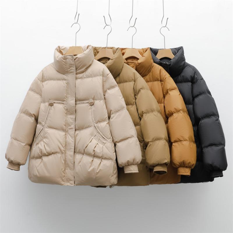 Feather 90 white duck down new national standard women's simple solid color short down jacket women's coat