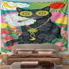 Psychedelic Cat with Sunflower Eyes Pattern Wall Hanging Tapestry Decorative Tapestry Home Decor for Bedroom and Living Room