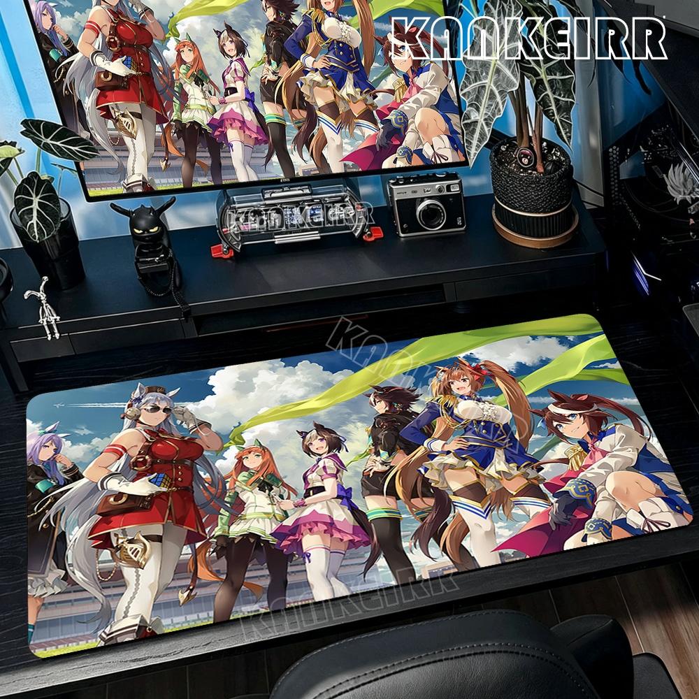 Large Gaming Mouse Pad Umamusume Pretty Derby Lock Edge Rubber Base Desk Mat For Pc Laptop Gamer Esports Accessories Big Carpet
