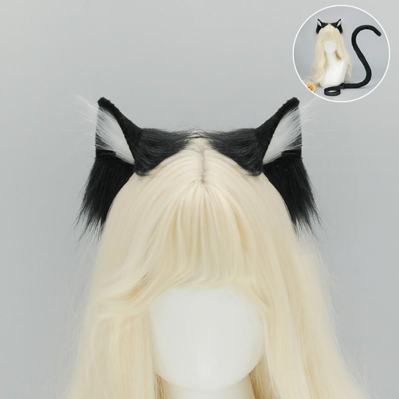 Cosplay Cat Ears Headband With Tail Set Adult Anime Convention Accessory