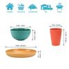 12Pcs Colourful Wheat Straw Dinnerware Sets Reusable Wheat Straw Plates and Bowls Sets Kitchen Unbreakable Dinnerware Sets