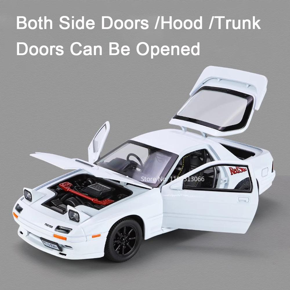 1:24 Initial D RX7-FC MX-5 Alloy Cars Models Toys Diecasts Miniature Supercar Sound Light Vehicles Toy for Children Gifts