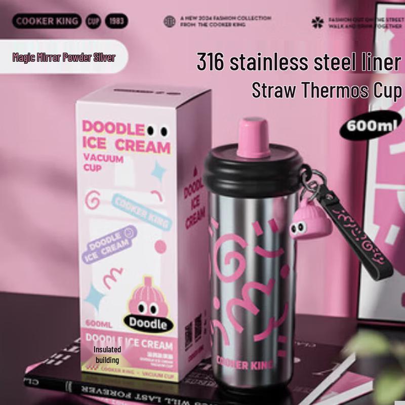 

Cui Da Huang Graffiti Ice Cream Kids Dual-Drink Insulated Tumbler, 600ml