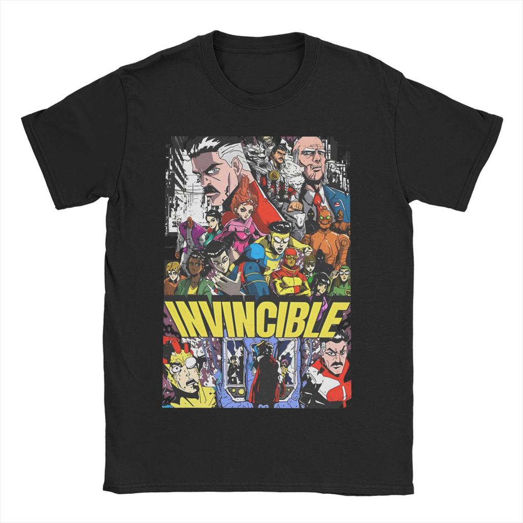 All Seasons Invincible Blood Splat Logo T Shirt For Unisex Adult Anime Pure Cotton T-shirts Short Sleeve Clothing
