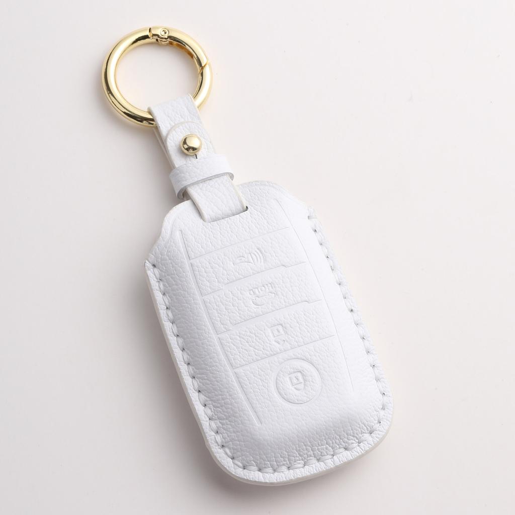 Customized car key cover, suitable for Kia leather, high-grade pure manual stitching, key protection, case chain.