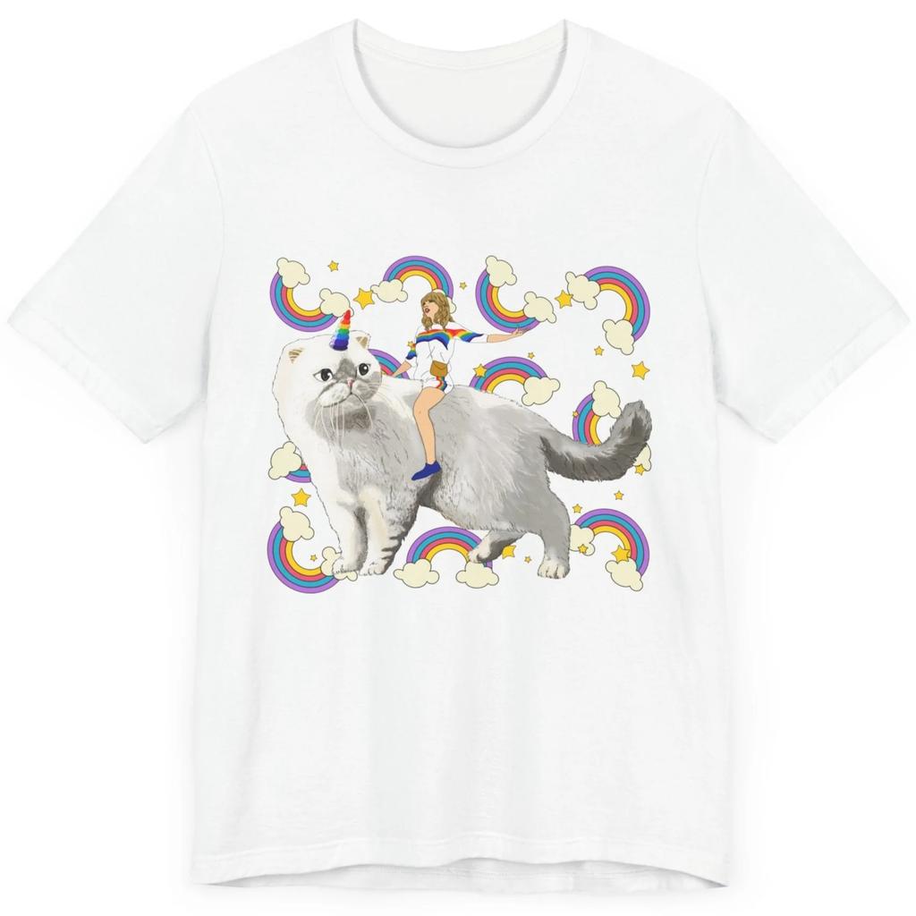 Taylor caticorn creativity graphics Cotton shirt unisex Y2k hiphop style 2026 Summer Unisexs Oneck Short sleeve Tshirt fan gift