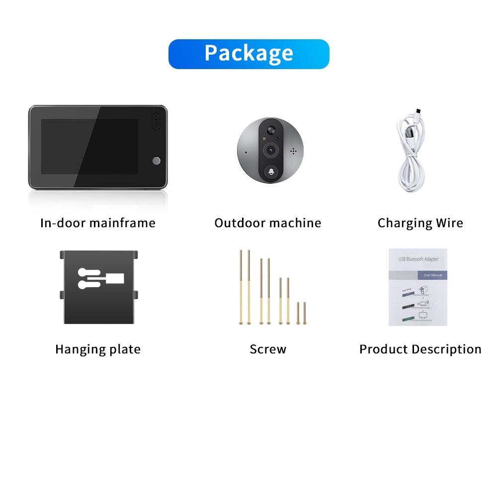 500PA 2,4G Drahtlose Wifi Video Türklingel 4,3 zoll HD 3MP Ring Glocke Sicherheit-schutz Guckloch Tür Sprechanlage mit Kamera Tuya Smart Home