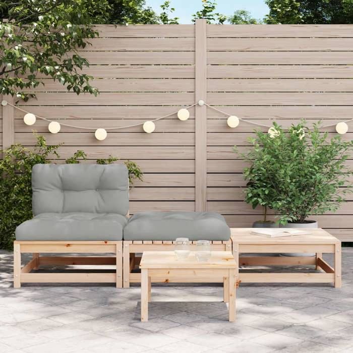 VidaXL Garden Sofa Without Armrests with Cushions and Footrest, Seat with Backrest, Patio Terrace Furniture 838142