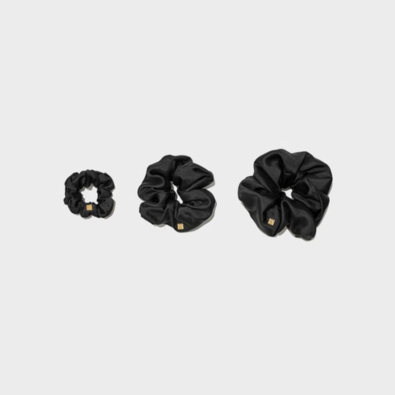 KINDERSALMON Seiden-Scrunchie Schwarz (L)