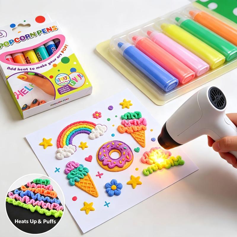 1/6/12 Stück DIY Popcorn-Zeichenstifte Magischer Popcorn-Stift 3D Aufgeblähte Verzierungs-Dekor Graffiti Schreibwaren Für Kinder Weihnachten