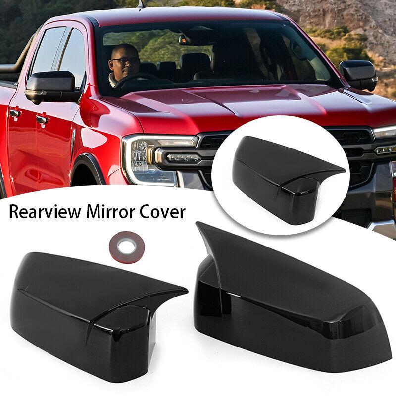 

For Ford Ranger -2024 Car Rearview Side Mirror Cover Wing Cap Exterior Door Housing Shell Trim Sticker ABS Carbon / Black Gloss Black