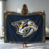 Nashville Predators Print Flannel Blanket High Quality Warm Comfortable Cover for All Seasons Perfect for Gifts Home Decor