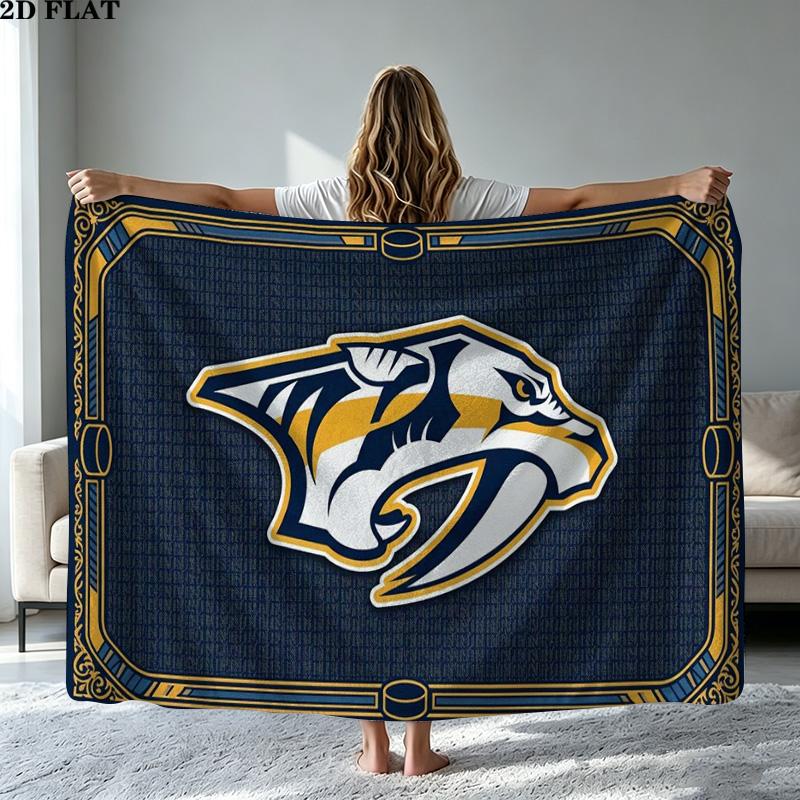 Nashville Predators Print Flannel Blanket High Quality Warm Comfortable Cover for All Seasons Perfect for Gifts Home Decor
